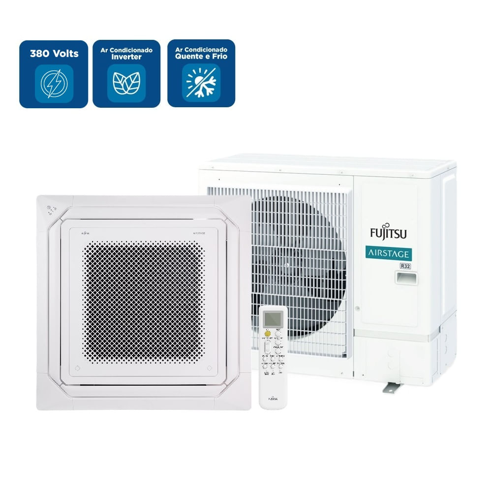 Ar Condicionado Split Cassete Inverter Fujitsu Airstage Premium 36000 BTU/h Quente e Frio Trifásico AUBH36KRLB - 380 Volts - Imagem 2